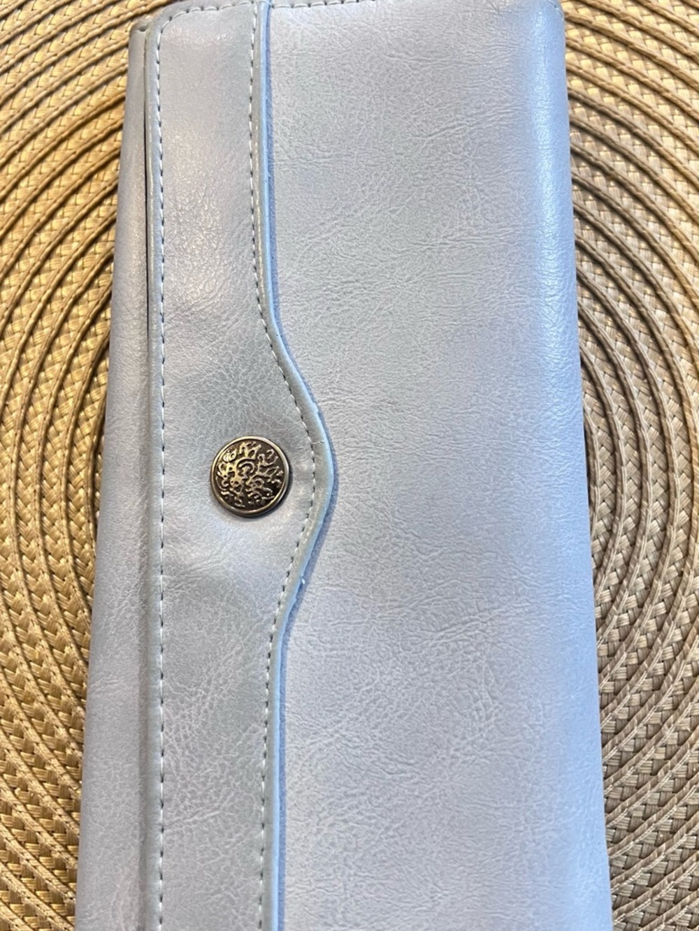 Safe Keeper Light Blue Women's Clutch Wallet - Sleek Button Closure